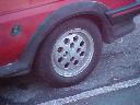 Pepperpot wheel on red XR2i, rear