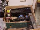 Box of second hand track, transformer and 2 cars